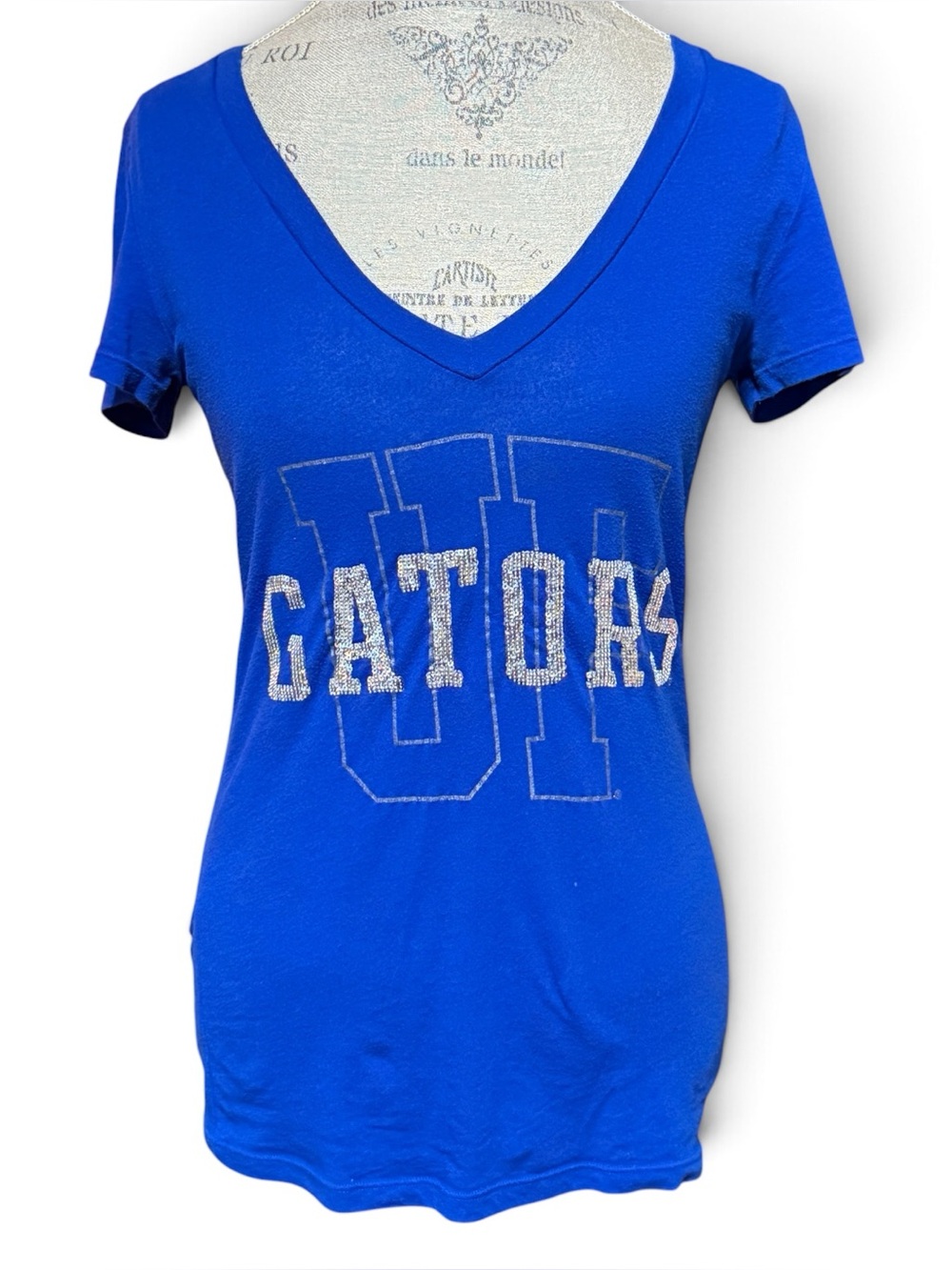 PINK Victoria’s Secret Short Sleeve Blue Florida Gators Tshirt Silver Sequins S